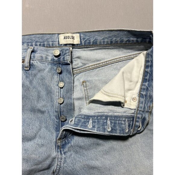 Agolde Jeans Womens Size 29 Blue 90's Straight High Rise ButtonFly Cropped 32x26 - Picture 7 of 16